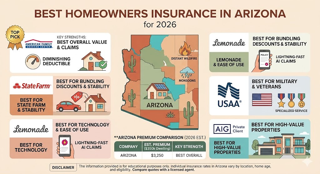 Best Homeowners Insurance in Arizona for 2026